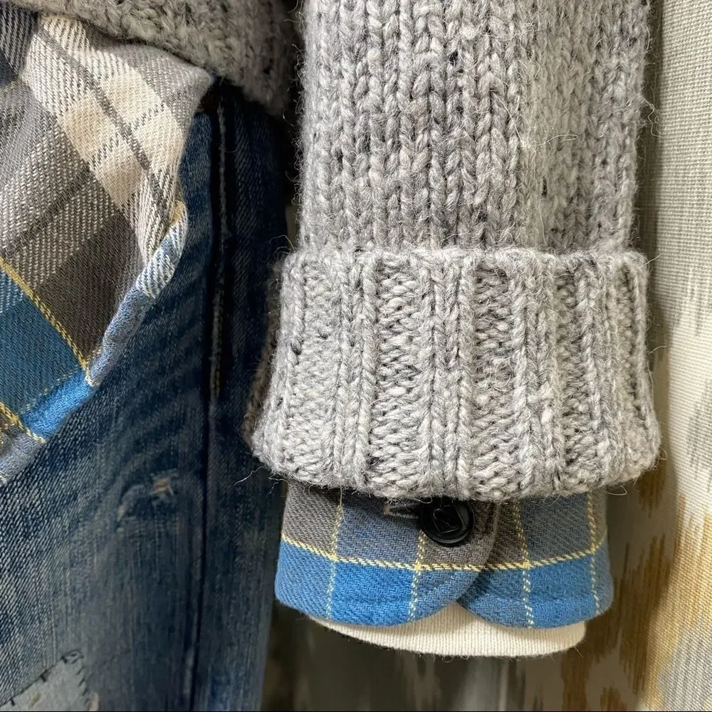 Polo Ralph Lauren Gray & Blue Plaid Cotton Flannel Button Up Shirt